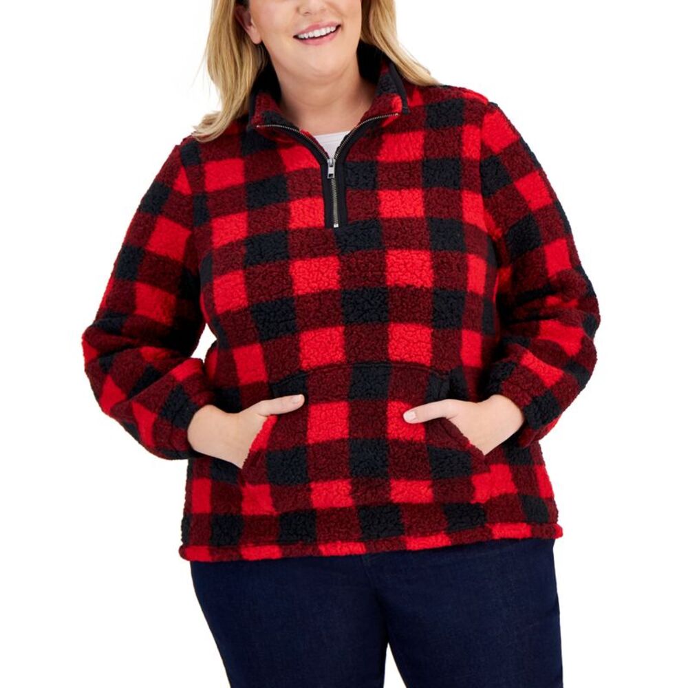 Style & Co Plus Size Plaid Sherpa Sweatshirt